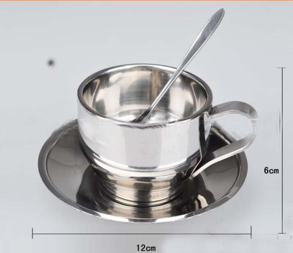Buy cheap Stainless Steel Coffee Cup With Spoon And Saucer 300ml from wholesalers