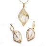 Buy cheap 18K Yellow Gold Diamonds White Agate Drop Pendant Earrings Jewelry (GDSET005) from wholesalers