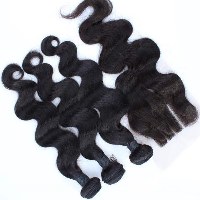 Virgin Brazilian Human Hair Lace Closure With Bundles Unprocessed 4x4 Lace Closure