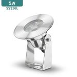 SMD3030 5W IP68 450LM Underwater LED Spotlights 210ma Stainless Steel