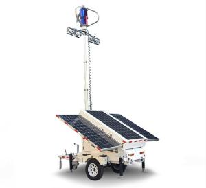 China Portable LED Solar Lighting Tower Solar Wind Hybrid System Trailer Mobile Energy Vehicle on sale