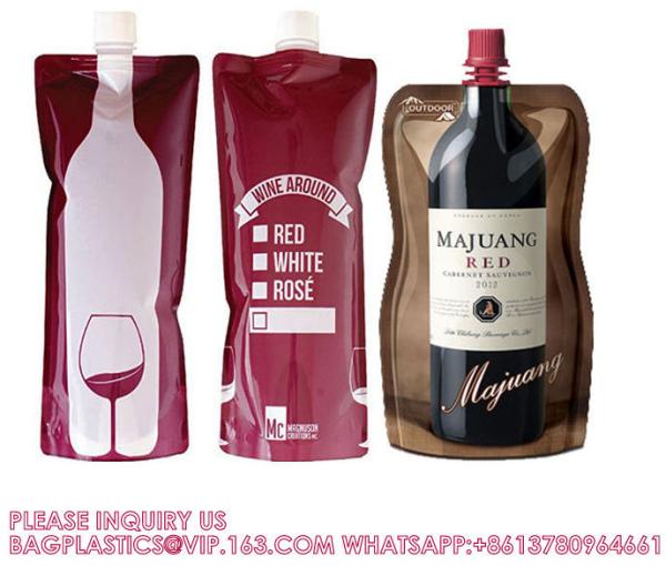Buy cheap Foil Bag Red Wine Valve Doypack Spouted Bags Custom Biodegradable Kraft Paper Pouch For Food Spout Bag from wholesalers