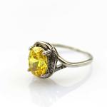Women Jewlery 7mmx9mm Yellow Citrine Cubic Zircon Sterling Silver Ring(R249)