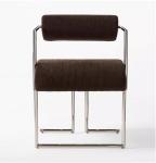 Stainless Steel Upholstered Dining Armchair Brown Metal Frame Dining Chairs