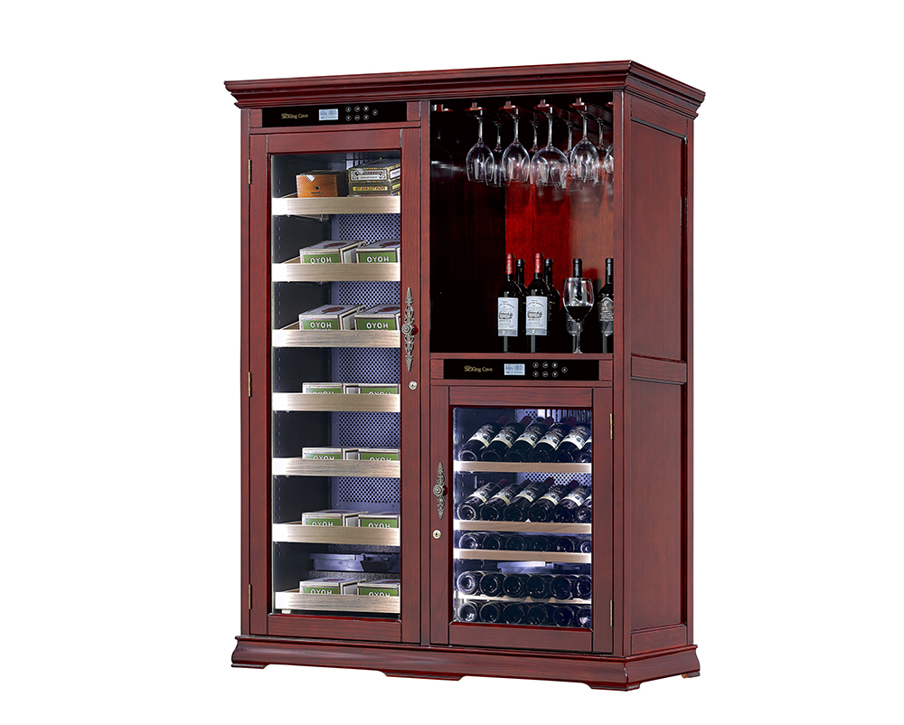 Dual Zone Touch Control Electric Reagan Luxe Wood Cigar Cooler Humidor Cabinet