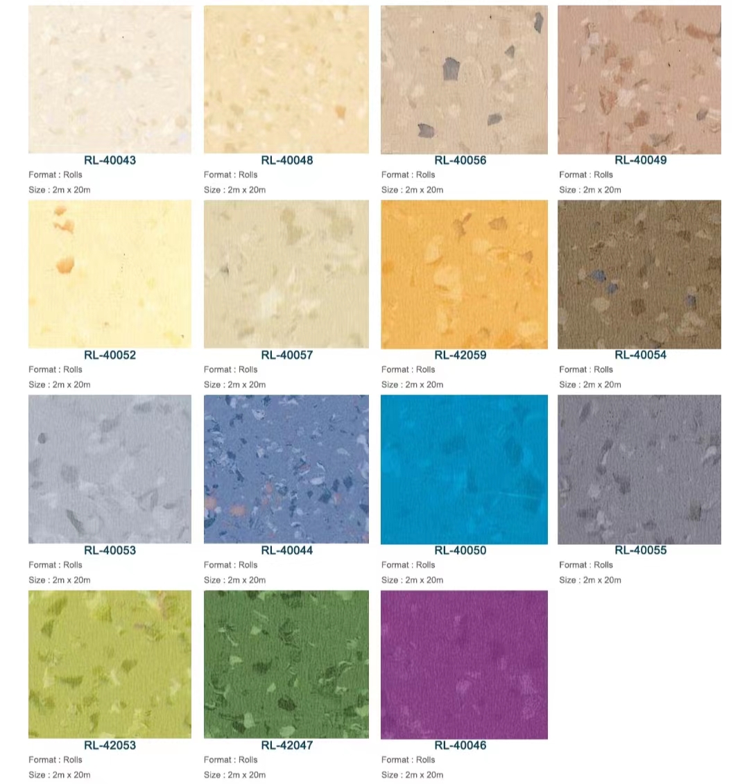 Plastic Flooring Relle Hospital Grade Linoleum Homogeneous Vinyl PVC Flooring Italy Plank