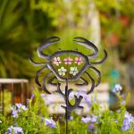 Crab / Coral Metal Garden Ornaments Colorful Metal Flower Decor