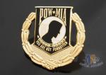 Custom Metal Hard Enamel Pow Mia Logo Lapel Pin Bages, Logo Effect Shiny Gold
