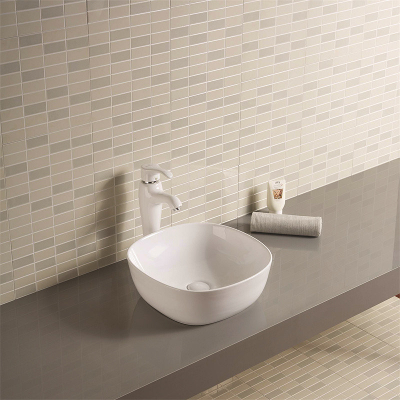 Smooth Lines Round Wash Basin Countertop Single Hole Curved Corners Vessel Sink