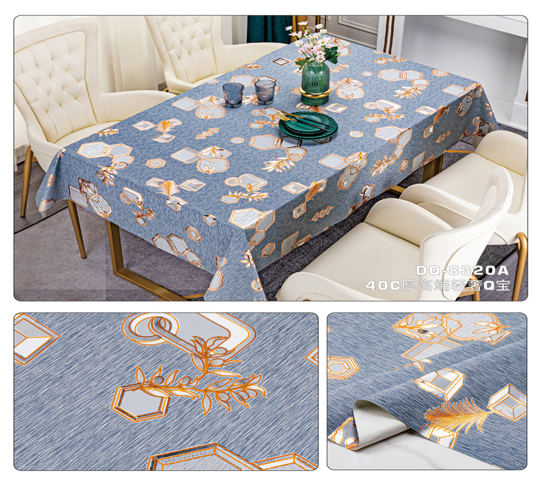 137cm*20m Waterproof Blue Golden Dining Wedding Nonwoven Waterproof Table Cloth Cover