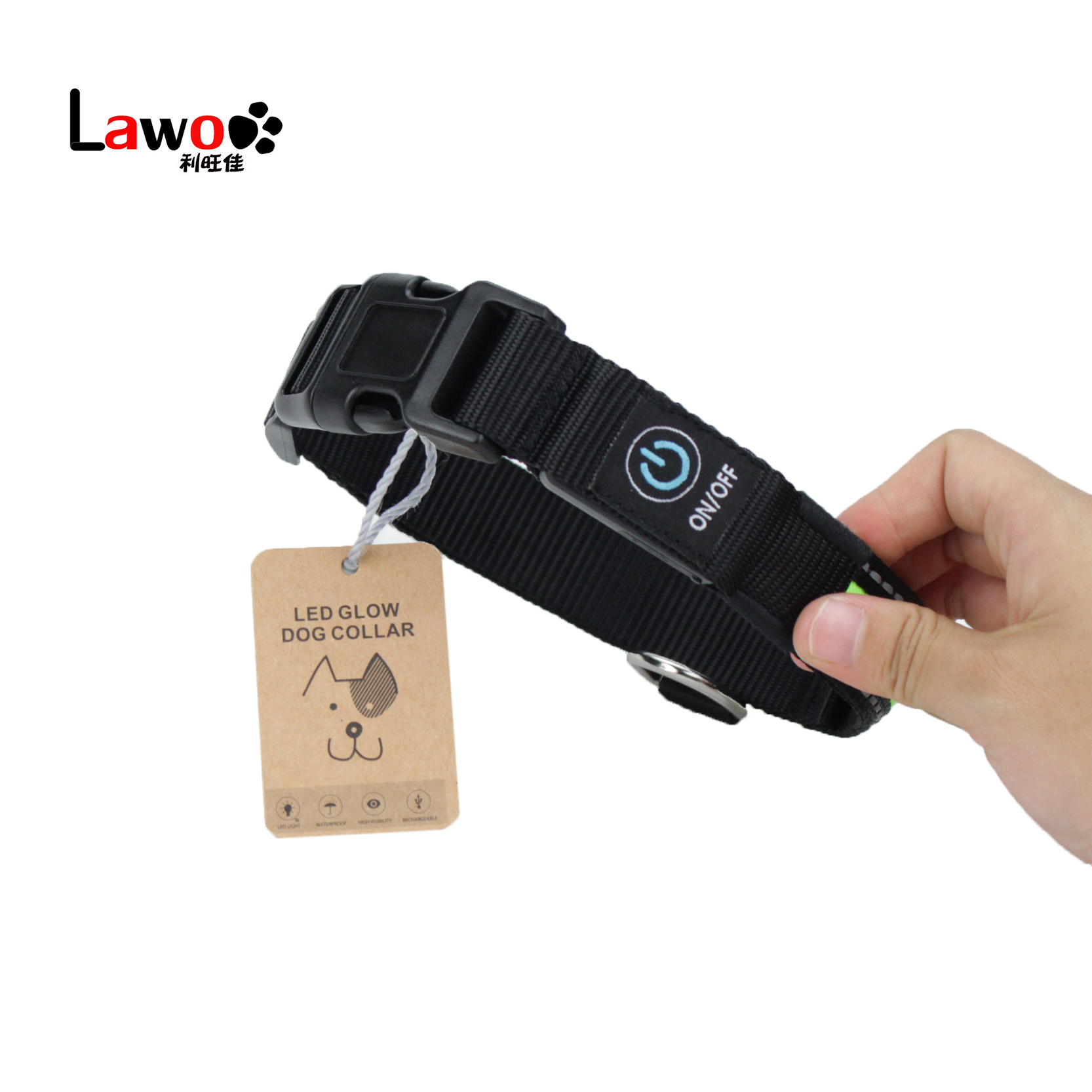 Inflatable Smart LED Dog Collar / Custom Nylon Flashing Dog Leashes
