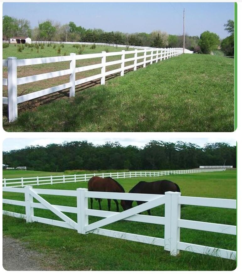 Safety White Vinyl Fence Heavy Duty 2 Rail Horse PVC Farm Fence