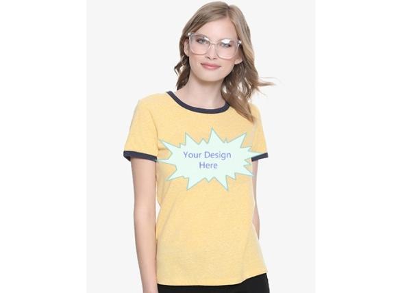 Buy cheap Yellow Ladies' Casual T Shirts , Slim Fit T - Shirt Crew Neck Printing from wholesalers