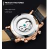Buy cheap KINYUED J017-3 Gold Case Black Dial Leather Strap Complete Calendar Skeleton Waterproof relogio masculino Watches from wholesalers