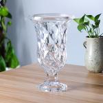 Short Stem Glass Flower Vase 12 Inch Tall For Both Dry Flower / Liver Flower