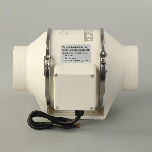 White 100mm Hydroponic Inline Fan for High Speed Mix Flow Ventilation in Grow