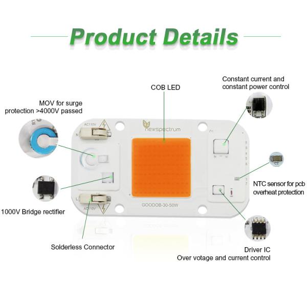 Buy cheap 110v 50w AC LED Module COB Chip No Welding Lamp Bead Full Spectrum 380nm-840nm from wholesalers