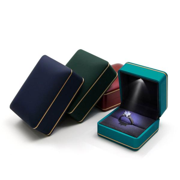 Buy cheap Custom Logo Silk Screen Printing Dark Green LED Jewelry Box for Luxury Rings from wholesalers