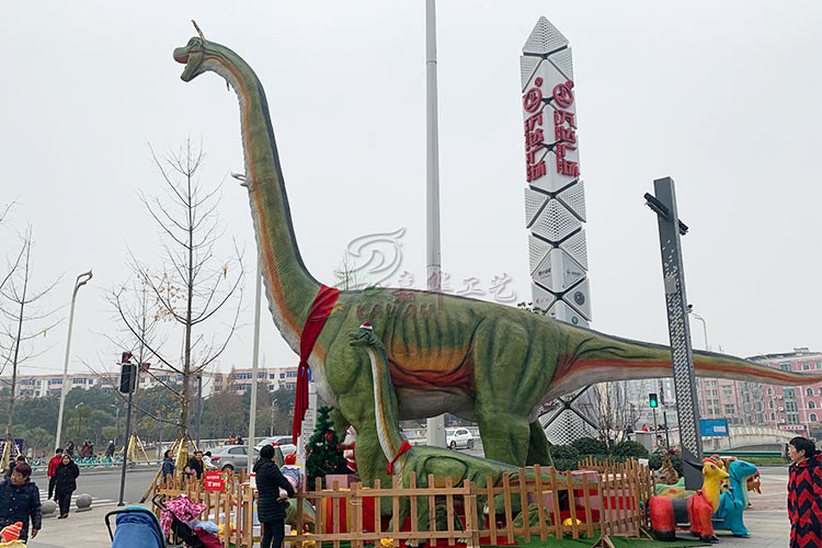 Shopping Mall Realistic Animatronic Dinosaur Brachiosaurus Custom Support