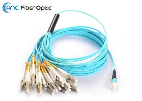 Buy cheap Aqua Female 24F MPO Fiber Optic Cable Round 3.0mm 5M Breakout Patch Cord from wholesalers