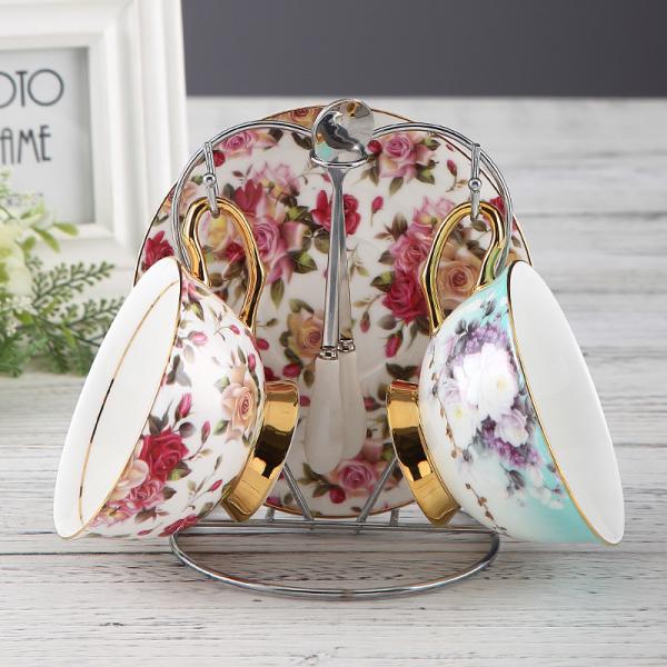 Buy cheap Non Toxic Crisp Gorgeous Gold Rimmed Latte Bone China Tea Cups from wholesalers