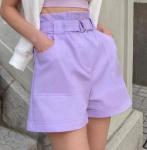 Sweet Cotton Short Pants Anti Wrinkle Korean Casual Pants With Belt