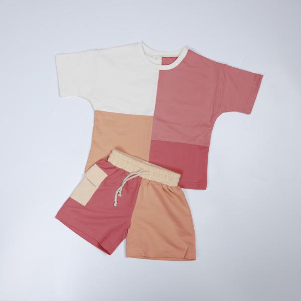 Unisex Child Patchwork Clothes 260gsm Back To School Outfits Organic Cotton
