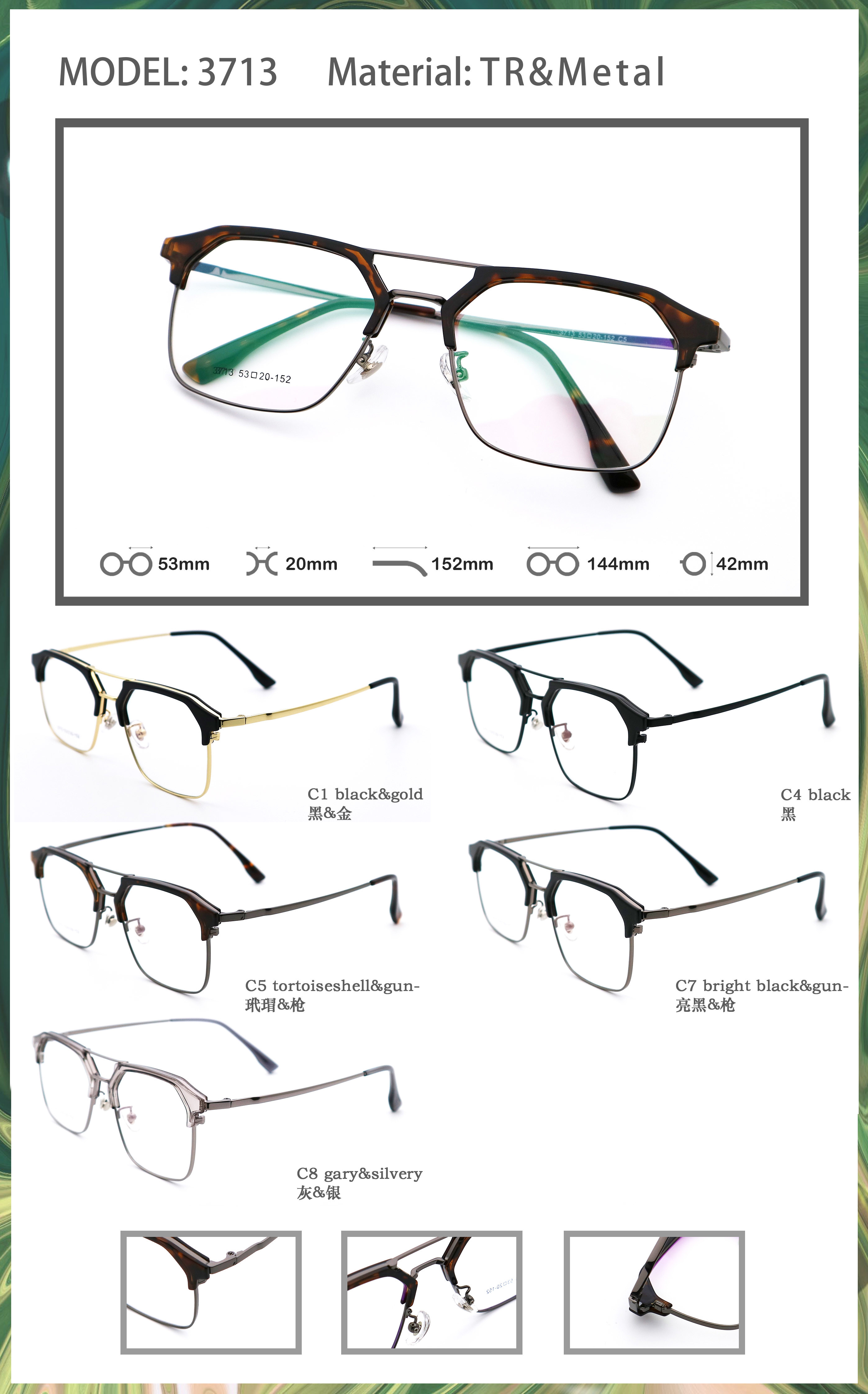 Browline Glasses Eyebrow Bracket Metal Structure Optical Frame