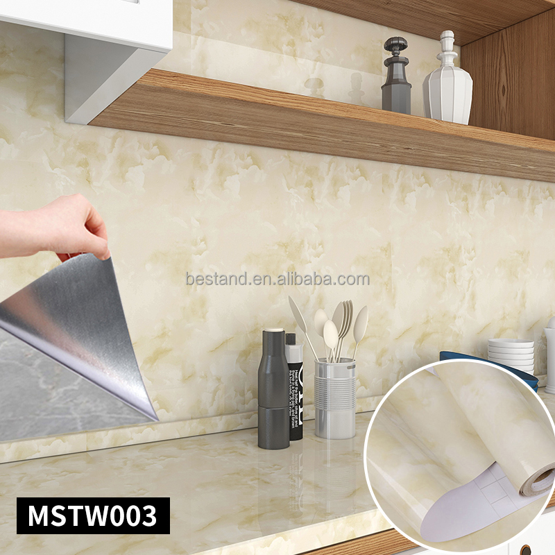 60cm*10m Roll Marble Stick And Peel Wallpaper For Kitchen Bedroom