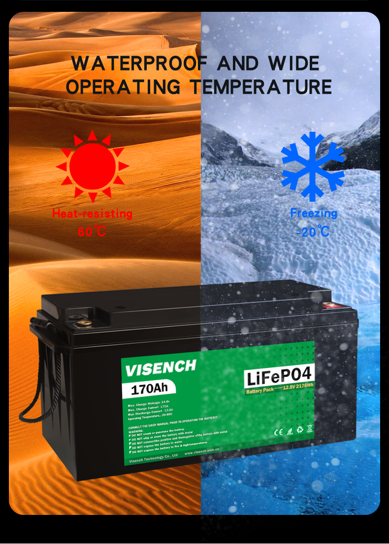 Visench Solar System Lifepo4 Battery Pack Lithium Ion Lifepo4 12V 170AH Lithium Ion Batteries