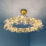 Crystal Chandelier LED Home Decor Lamp Round Flower Creative Design tree branch