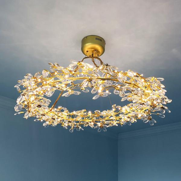 Crystal Chandelier LED Home Decor Lamp Round Flower Creative Design tree branch