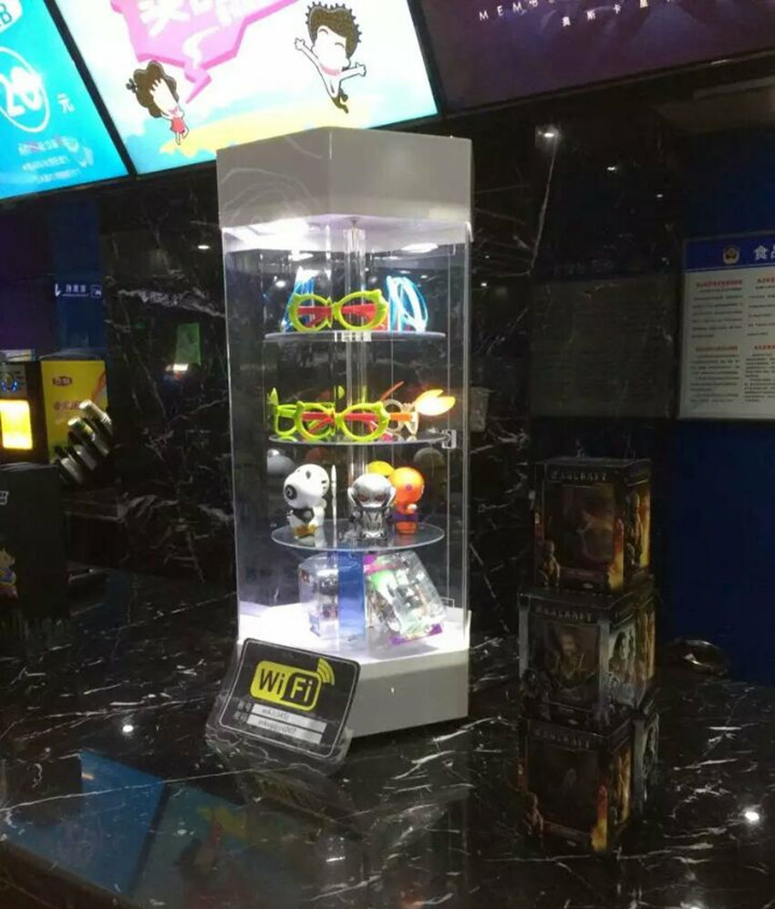 Multi Color Rotary Acrylic Retail Display Stands 4 Storey High Strength Titanium Alloy Material