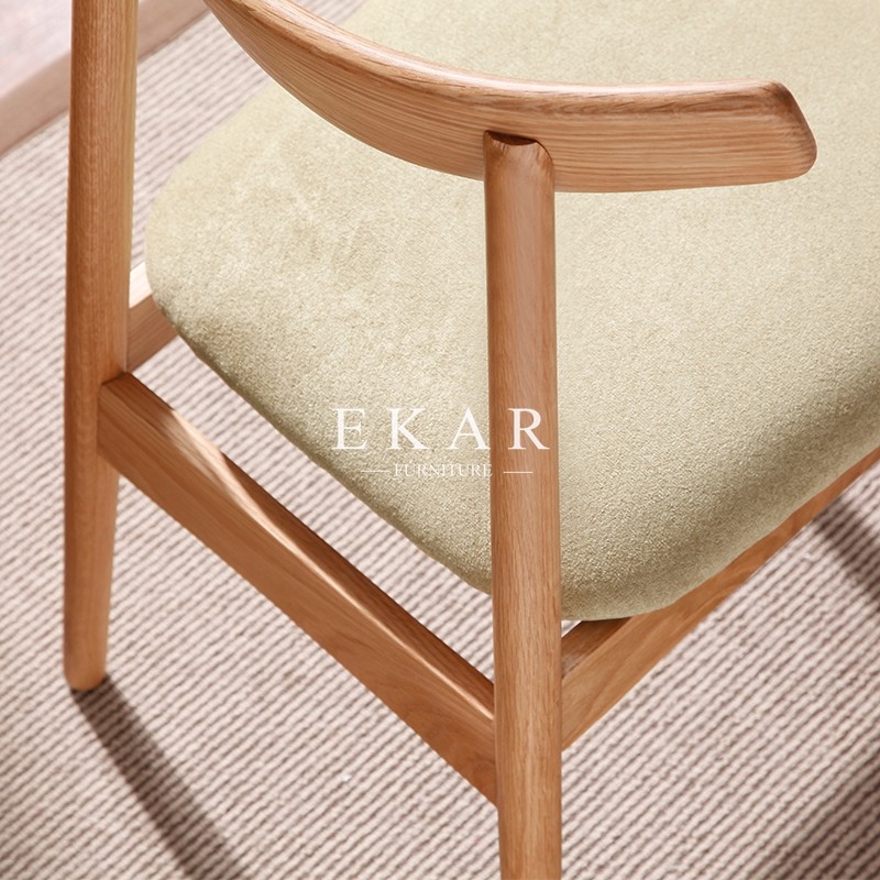 Oak Wood Upholstered Fabric Modern Dining Chair