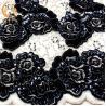 Buy cheap Embroidered Black Glitter Lace Fabric French Beaded For Bridal Dress from wholesalers