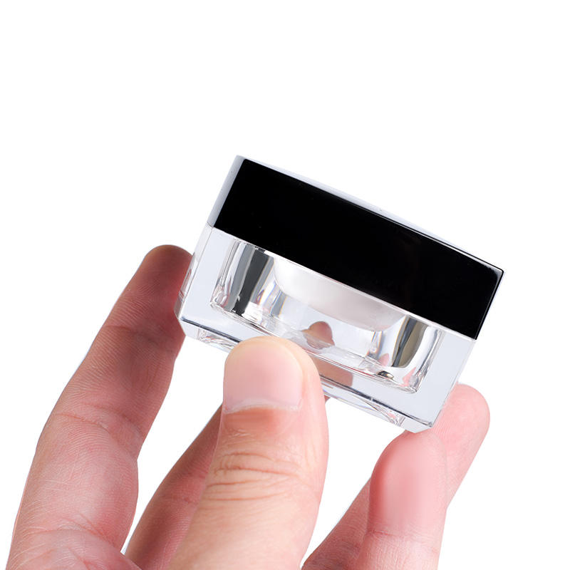 30g Black Square Acrylic Plastic Cream Container Jar For Uv Gel Cosmetic Packaging