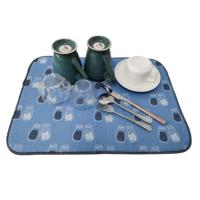 Buy cheap 38x50cm Quick Dry  Blue Printed Microfiber Dish Drying Mat For Kitchen product
