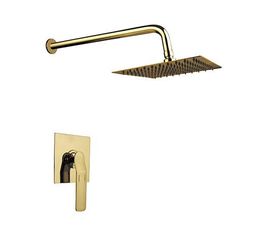 Buy cheap Single lever concealed in-wall bath or shower mixer brushed golden bathroom brass tap faucet cold and hot headshower OEM from wholesalers