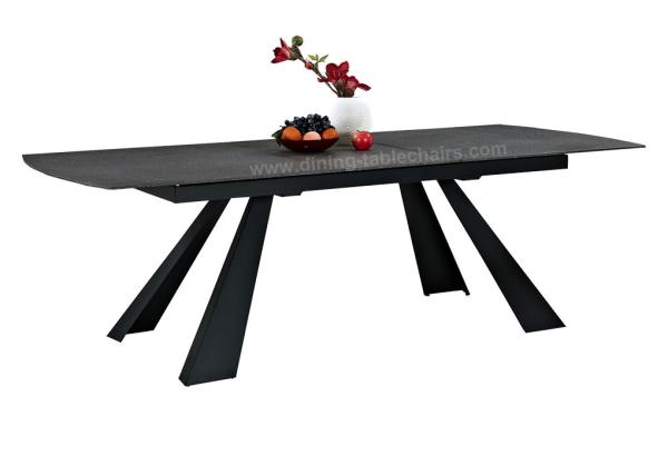 Buy cheap Stone Coated Tempered Glass Extension Dining Table Stylish Black For 12 Seats from wholesalers