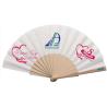 Buy cheap Cherry Fancy Cloth Wooden Customized Hand Fans Spanish Personalised 23CM from wholesalers