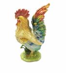 Metal Pewter Rooster Shape Jeweled Enamel Trinket Box Rooster Shape Trinket Box