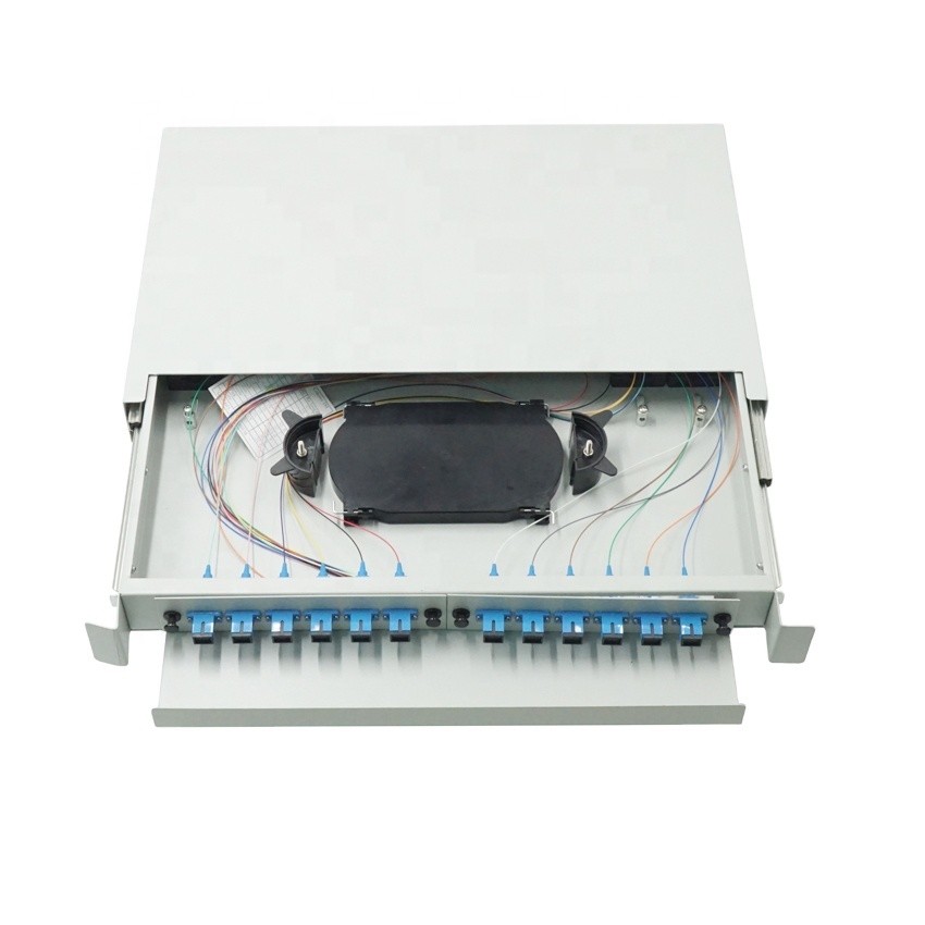 FTTB 12 Port 2 SC Rack Mount Fiber Enclosure 1U With Adapters