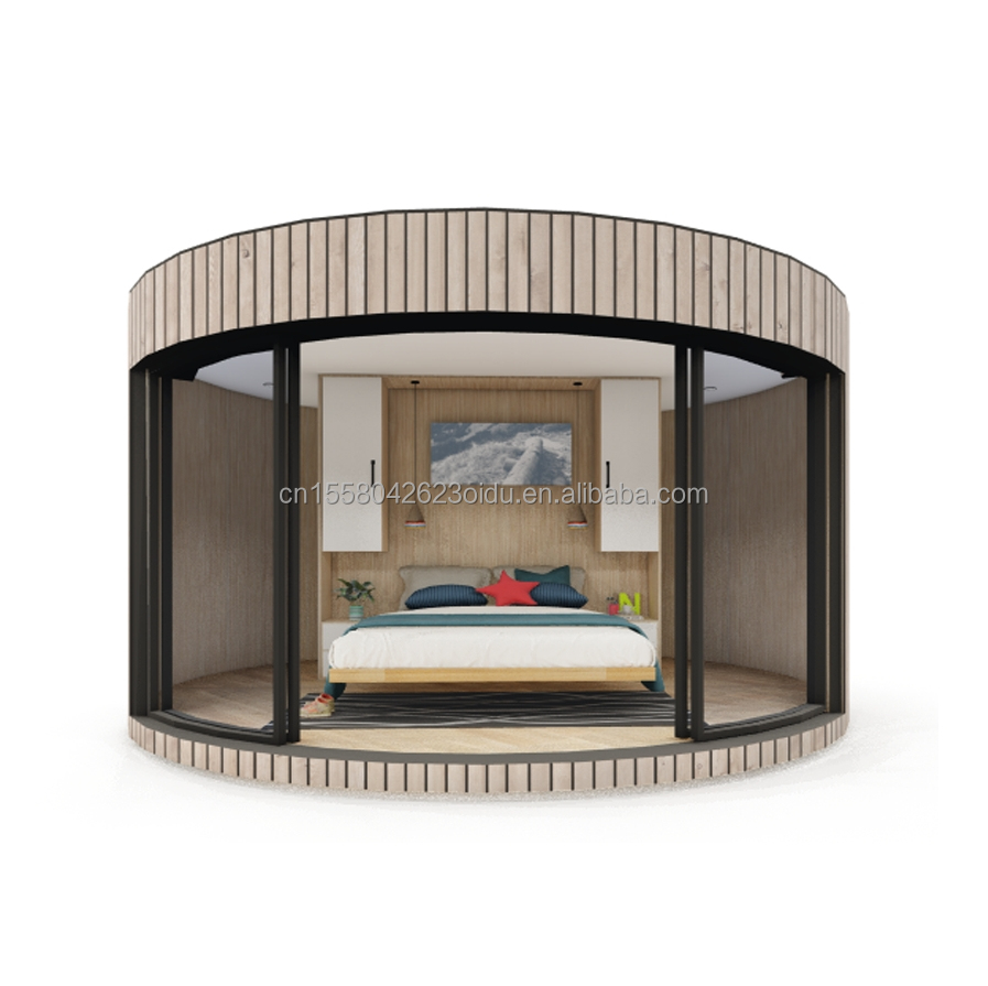 Galvanized Steel Square Tubes Structure Wooden Round House CE Luxury Modern Container House with Aluminum Alloy Windows