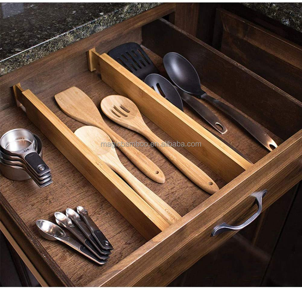 Keep Your Clothing Tidy with Natural and Expandable Bamboo Drawer Dividers Adjustable