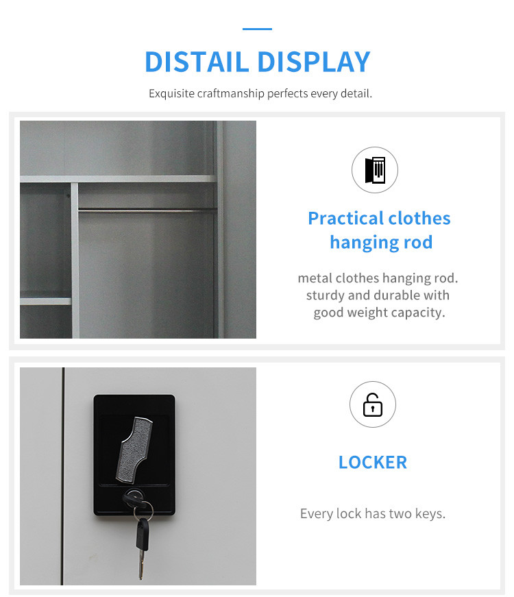 2 Swing Door Steel 0.5Mm Office Filing Cabinet KD Structure With Mirror