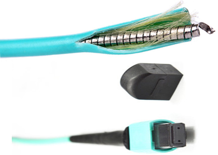 MPO Armored Fiber Optic Patch Cord 8 12 24 Core Rodent Proof Patch Jumper LSZH