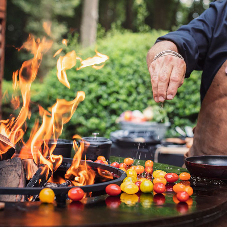 Rusty Red Corten Steel BBQ Grill Barbecue Fire Pit D1000mm Wood Fuel