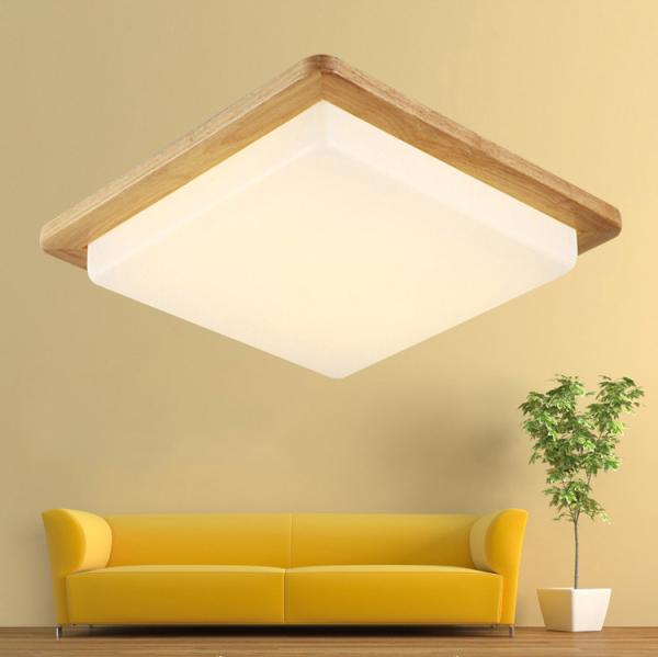 Nordic wood square LED celling lights wood color modern minimalist Chinese