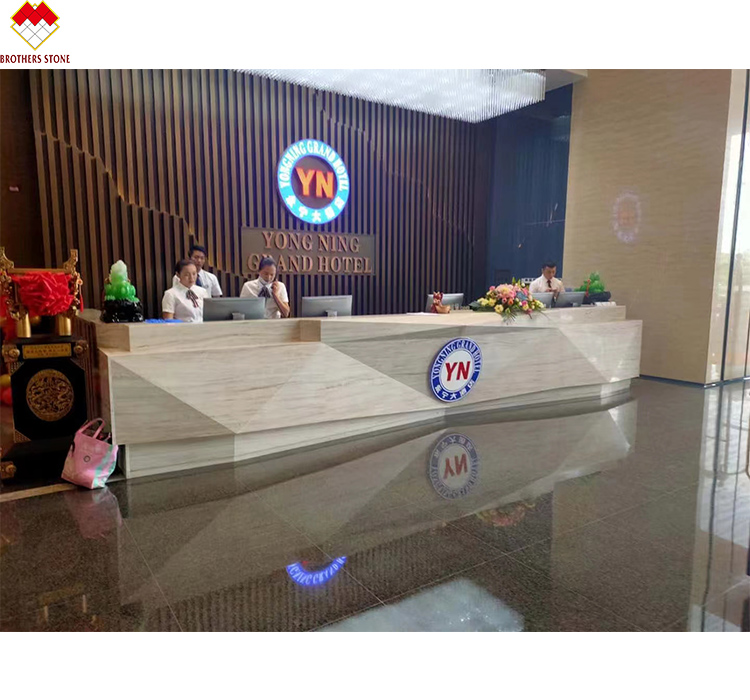 Wooden Veins White Marble Staircase LED Customized Size Step Tiles for Straight Stair