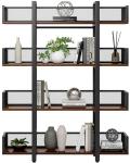 Solid Wood Black Metal Shelves Four Tier For Book Storage